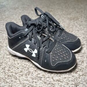 Under Armour Leadoff Black White Kids Baseball Cleats‎ Size 10
